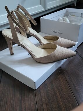 Calvin Klein Nude Slingback Heels, 6.5